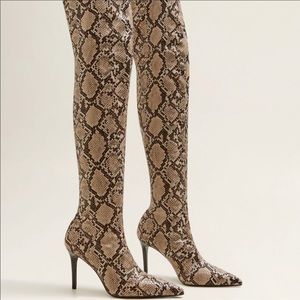 THIGH HIGH SNAKE PRINT BOOTS